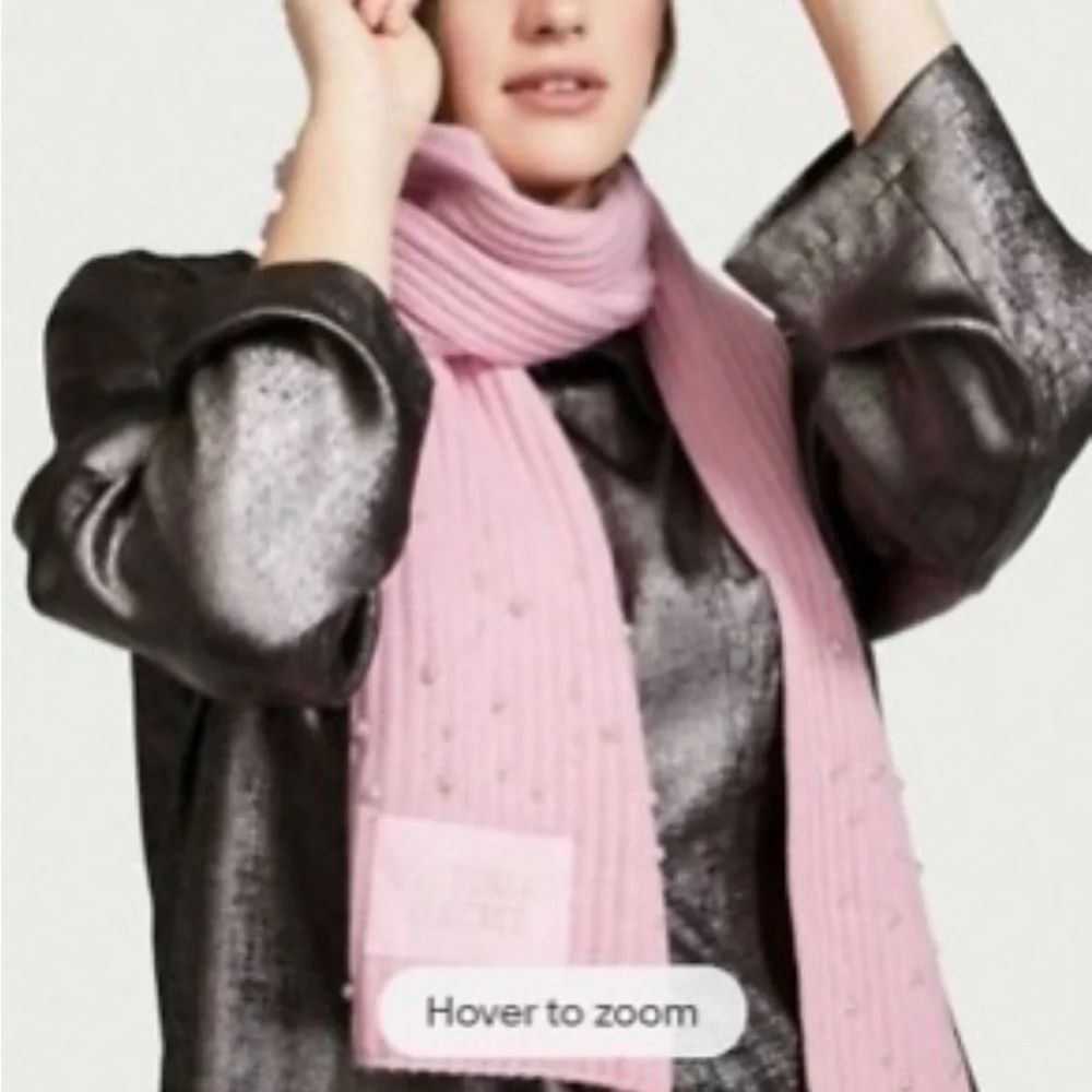 Victoria’s Secret pearl embellished pink scarf. One size